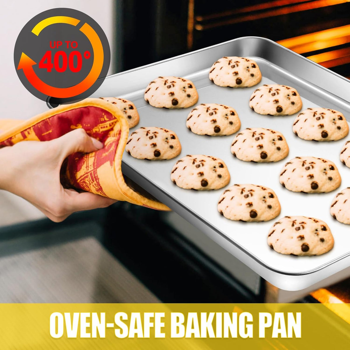 Terlulu Stainless Steel Baking Sheet Set - Nonstick Half Sheet Pan for Oven | 2-Piece, 17.3'' x 12.3'' x 1''