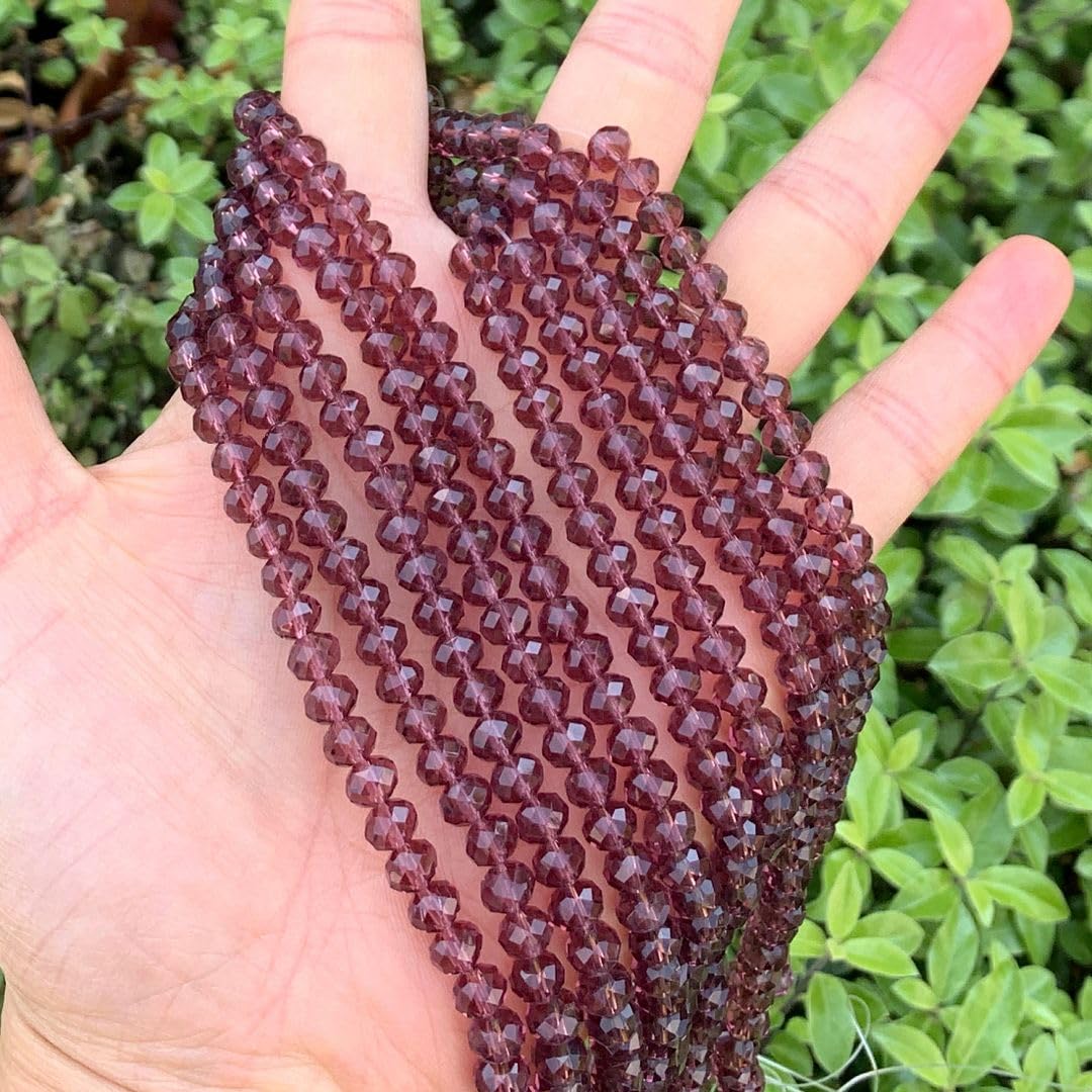 1000pcs Czech Faceted Rondelle Crystal Glass Loose Beads 6mm Spacer Bulk Burgundy Red for DIY Craft Jewelry Making CCR611