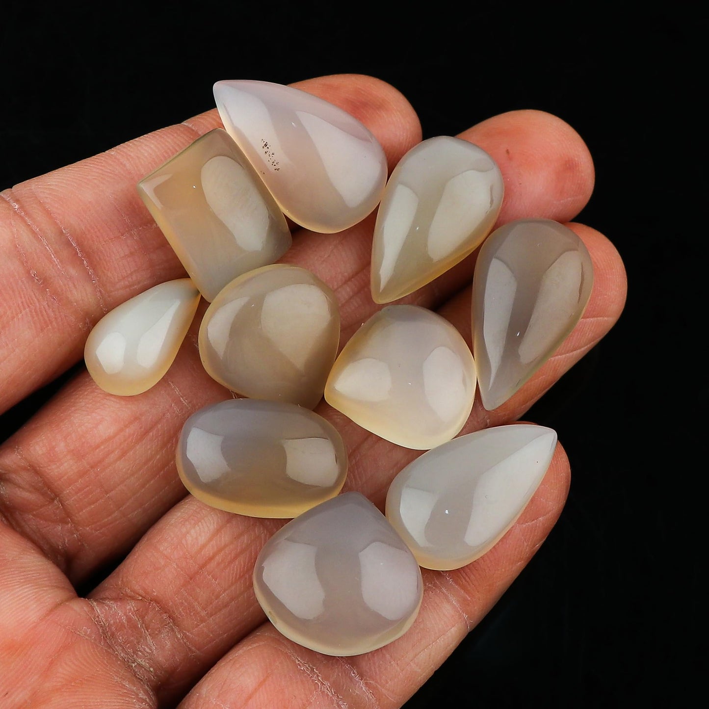 CRYSTALIS 100 carats Natural Grey Chalcedony Loose Gemstone Wholesale Bulk Cabochons Jewelry Making Supply, Chakra & Healing Polished Stones, Wire Wrapping, DIY, Gem Collection [12-16mm]