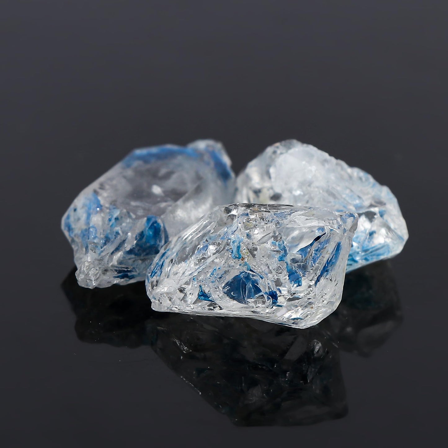 CRYSTALIS (3pcs) (50+cts) Natural Rare Blue Herkimer Diamond Raw Crystals, Loose Gemstone Wholesale Bulk Rough Jewelry Making Supply, Wire Wrapping, DIY, Gem Collectibles (18-24mm)