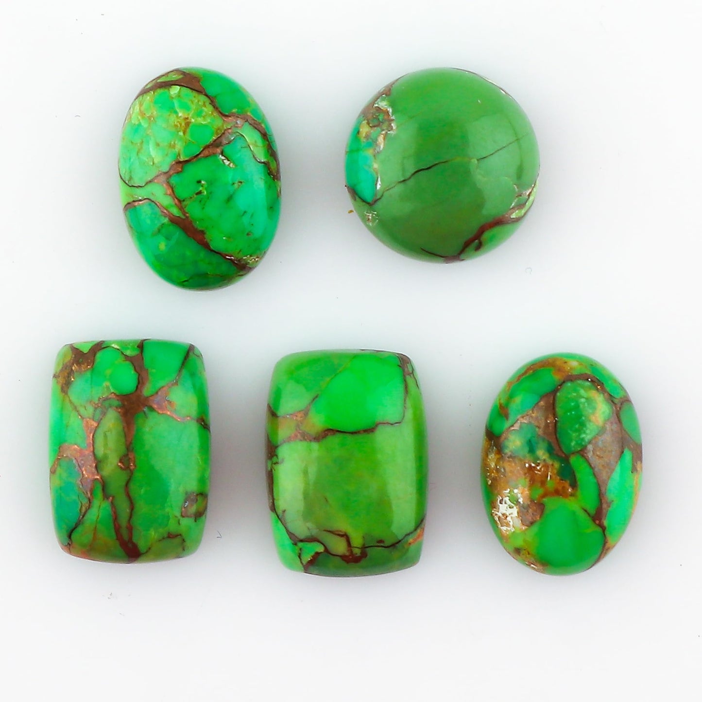 CRYSTALINES 5pcs, Wholesale Green Turquoise Cabochons, Genuine Polished Gemstones, Bulk Loose Stones Crystals Supplies, DIY Craft-Jewelry Making, Wire Wrapping, December Birthstone, Gem Collection