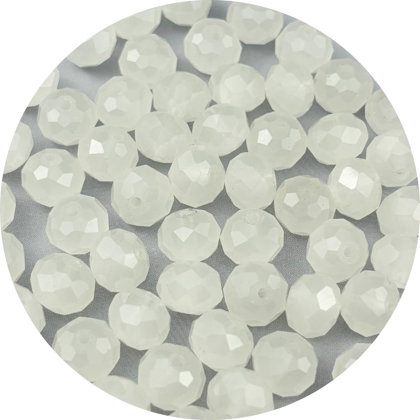 Pinhoollgo 400pcs 4mm Crystal Glass Beads Faceted Rondelle Glass Spacer Beads for Bracelets Necklace Pendants Earrings Key Chains Jewelry Making(White Jade)