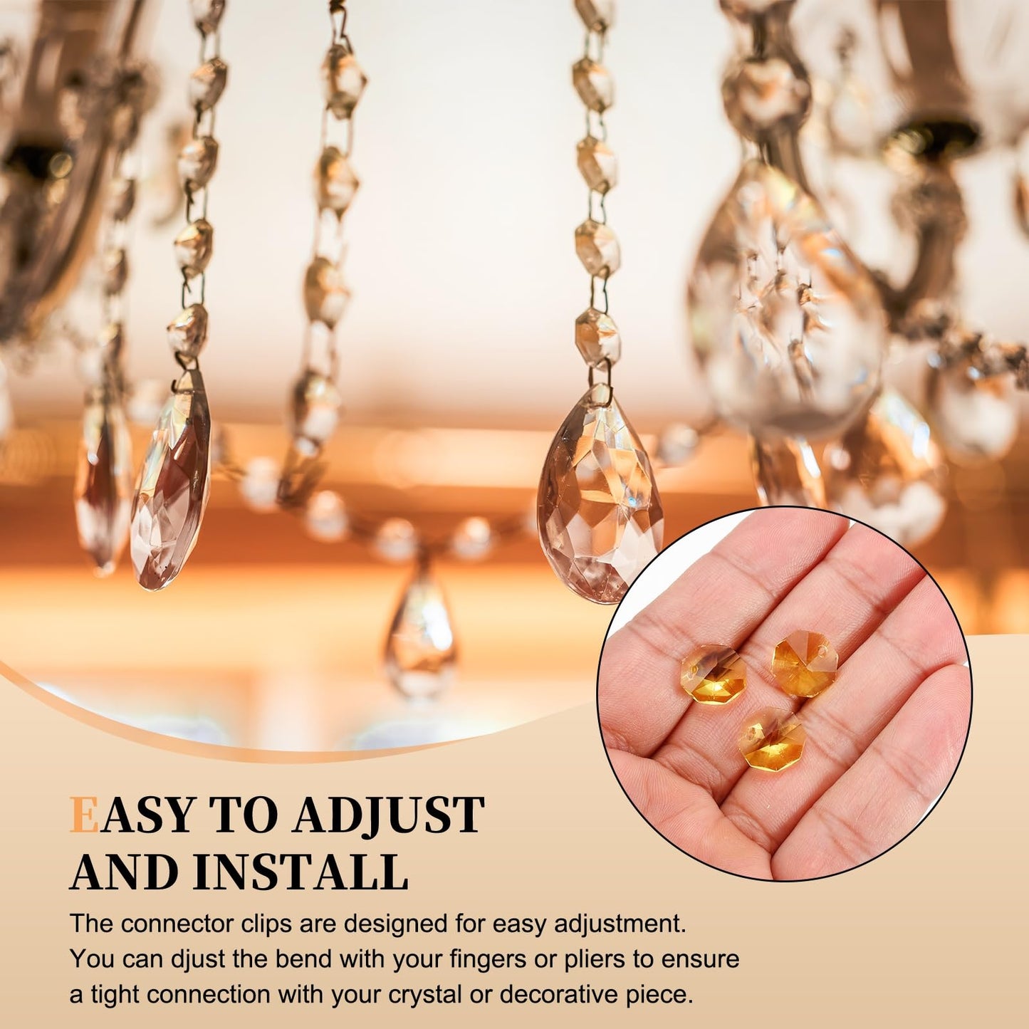 uxcell 50Pcs 1 Hole Crystal Octagon Beads, 12mm K9 Glass Hanging Chandelier Beads Prisms Parts for Crystal Chandeliers Lamp Hanging Pendant Jewelry DIY Craft, Yellow