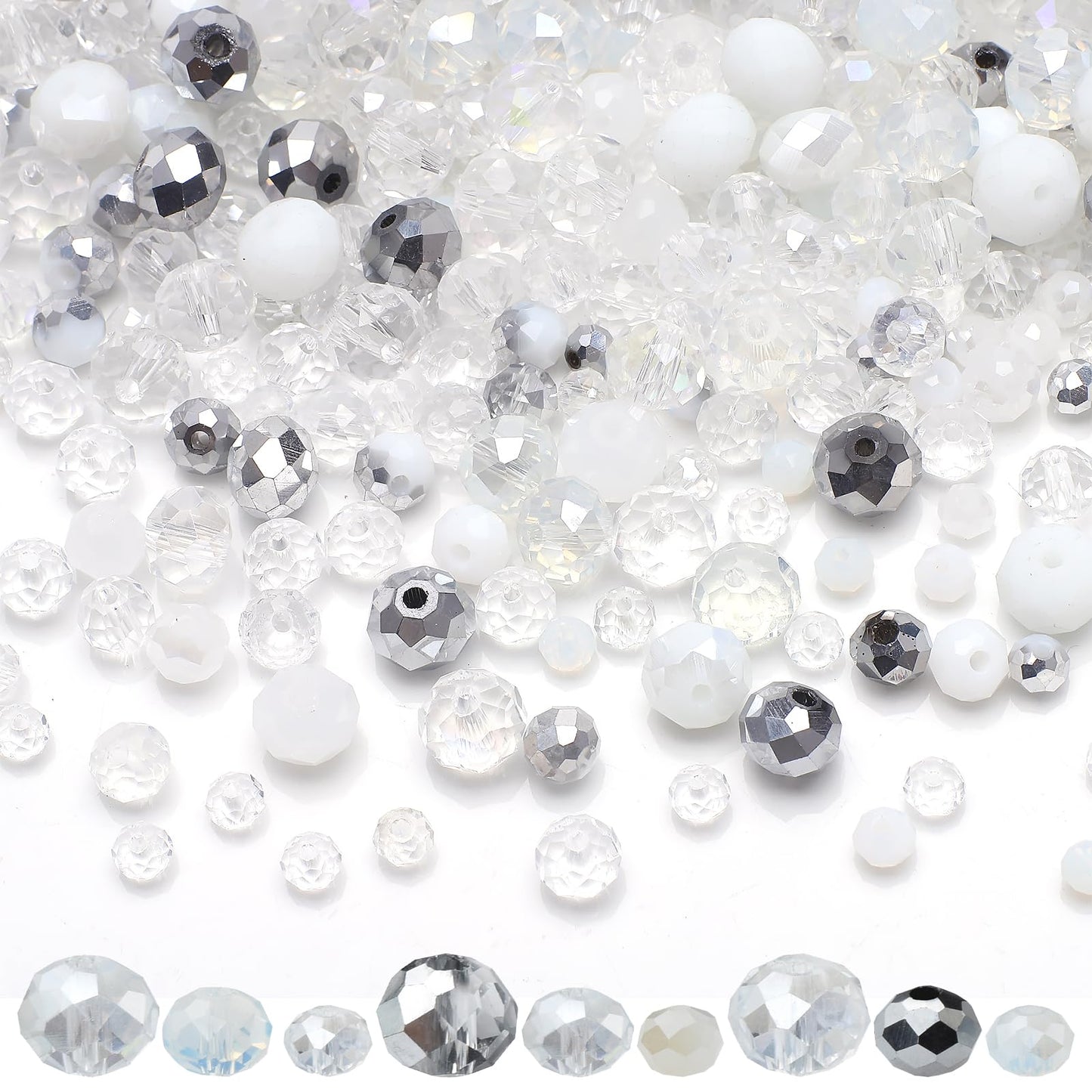 KINGSHINE Crystal Rondelle Beads for Jewelry Making,1000pcs Briolette Glass Beads Plated Color Round Spacer Beads for DIY Bracelets,Necklaces,Earrings(4,6,8mm)