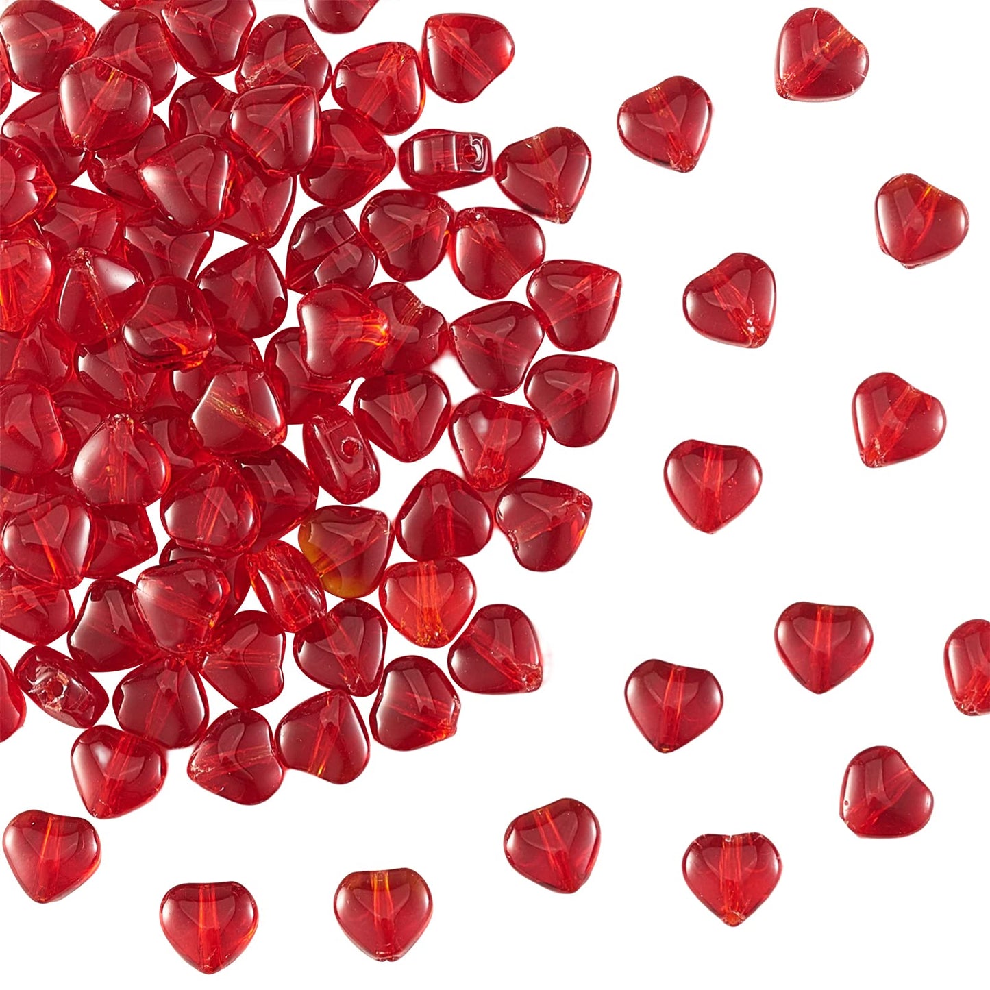 UR URLIFEHALL 100 Pcs Imitation Jade Glass Beads Heart Shape Crystal Spacer Beads for DIY Crafts Jewelry Making