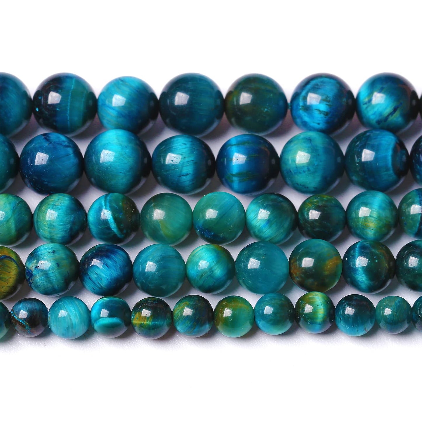 12mm 32PCS Peacock Blue Tiger Eye Stone Beads Natural Crystal Spacer Loose Beads for Jewelry Making DIY Bracelet Semi Precious 1 Strand 15 inches