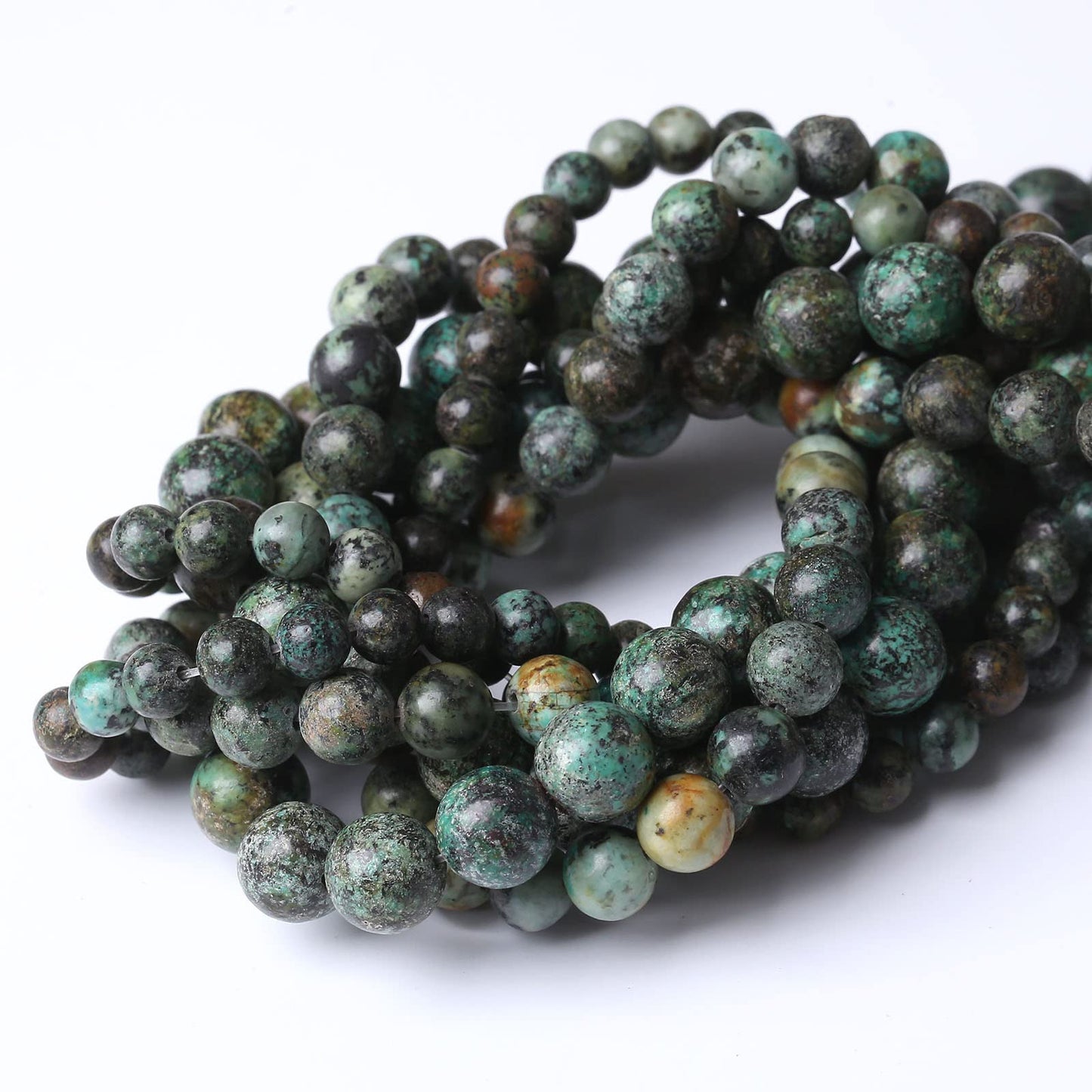 African Turquoises Stone Natural Stone Beads Gems Round Loose Beads Jewelry Making DIY Bracelet Necklace Accessory 1 Strand 32PCS 12MM 15"