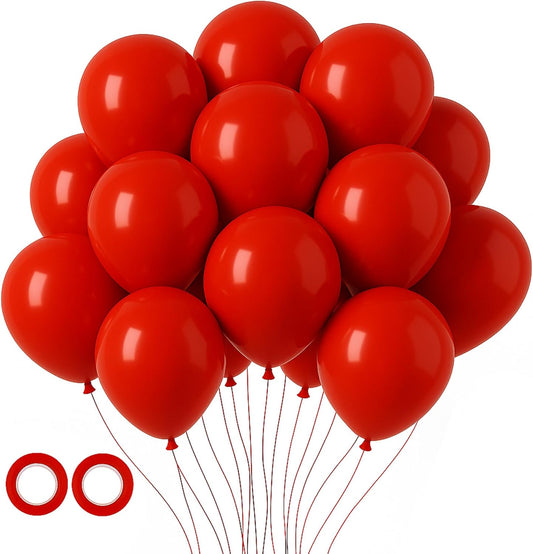 Voircoloria 12-Inch Ruby Latex Balloons - 105-Pack for Birthday, Baby Shower & Wedding Decor