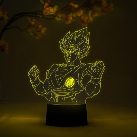 Otaku Lamps Super Saiyan God Super Saiyan Goku Dragon Ball Super – Anime Lamp Figure Night Light, 16 Color RGB LED – Remote, 3D Anime Room Décor Gift for Otaku