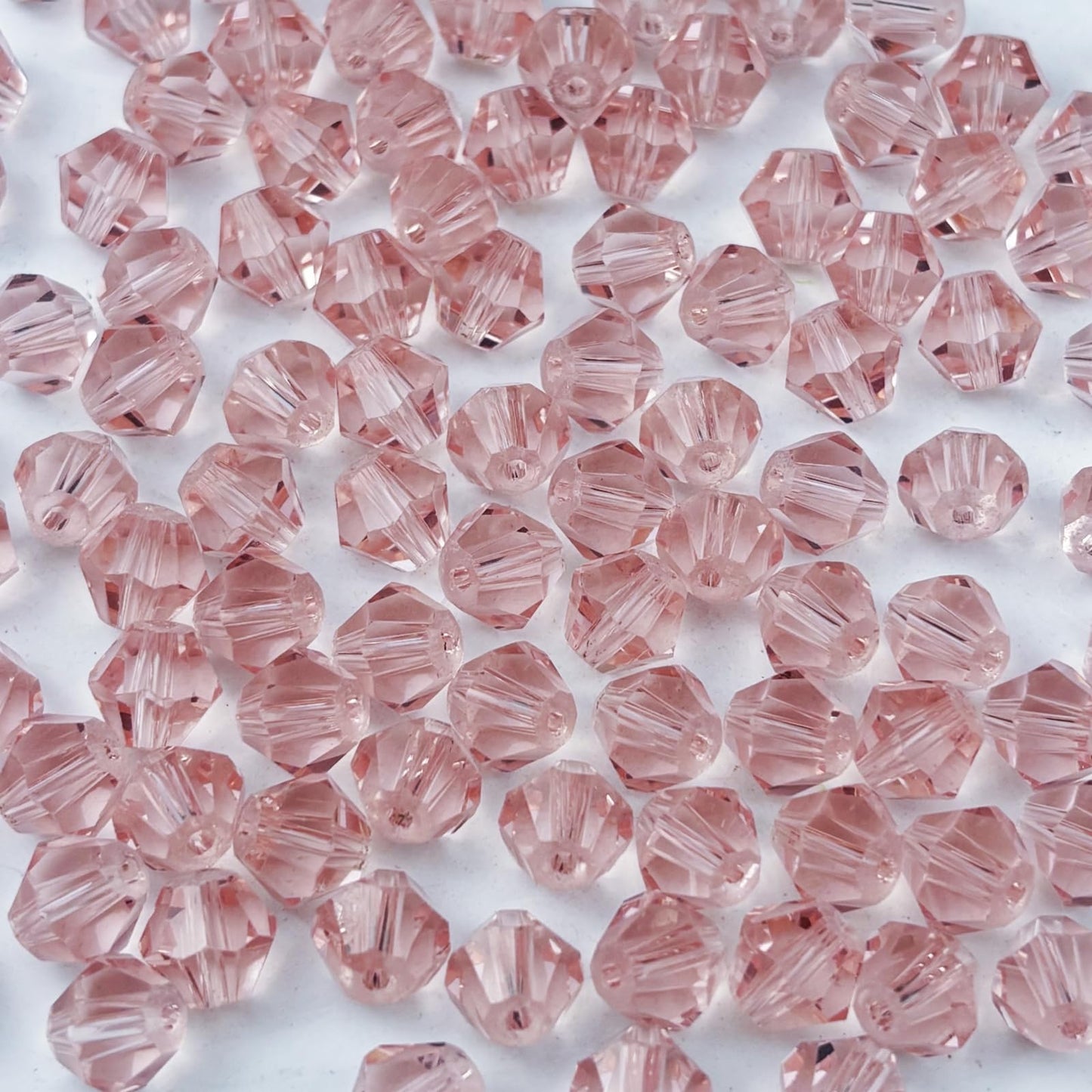 YUEXIGO 100pcs 8mm Bicone Glass Crystal Beads for Jewelry Making, Faceted Bicone Glass Spacer Beads for Bracelet Earring Necklace DIY Craft(Pink)