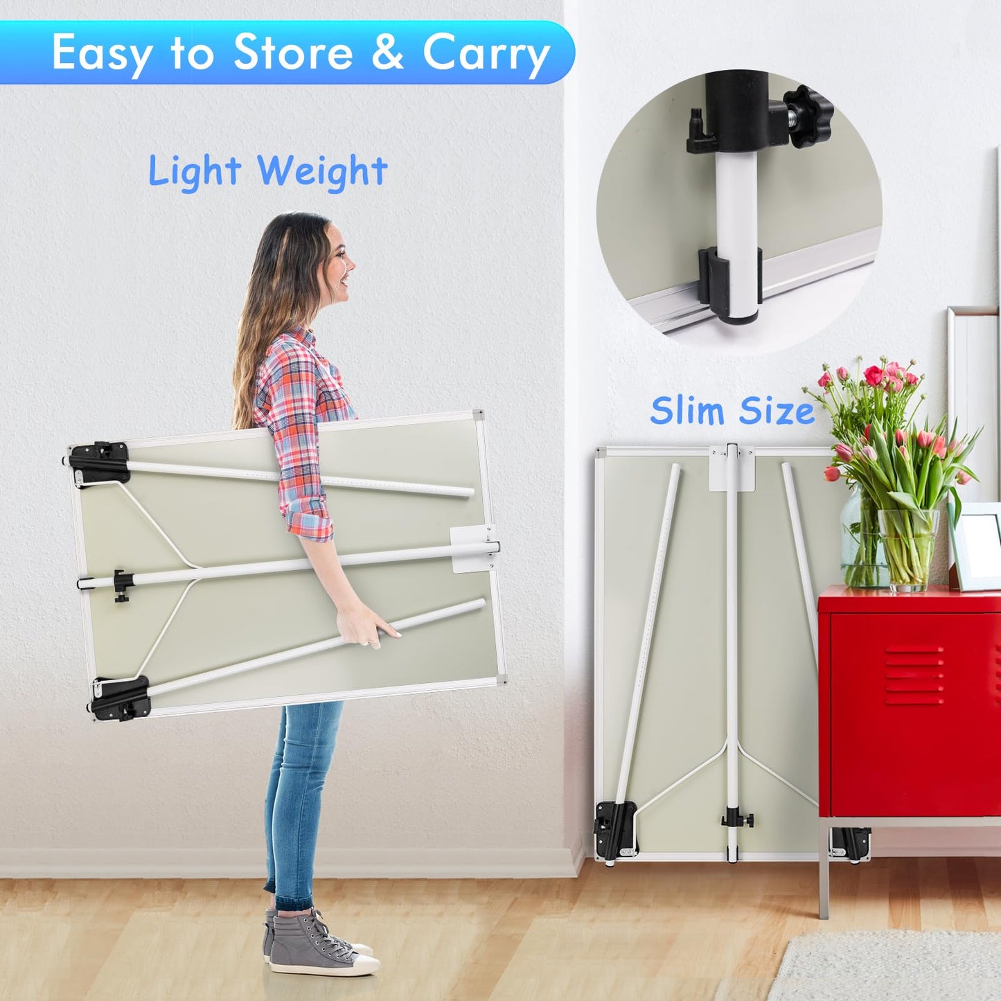 Easel Whiteboard - Magnetic Portable Dry Erase 36 x 24 Tripod Height Adjustable, 3' x 2' Flipchart Easel Stand White Board for Office or Teaching at Home & Classroom (36x24 White)