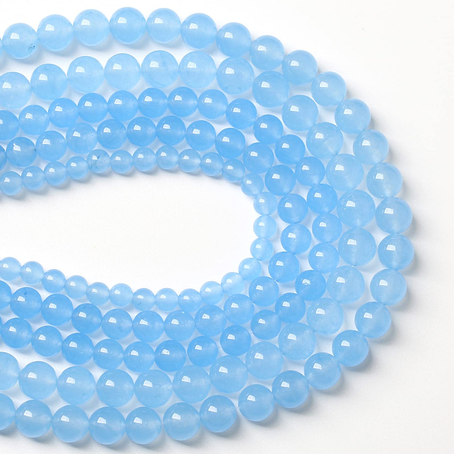 10MM 38PCS Blue Aquamarine Chalcedony Spacer Loose Beads for Jewelry Making DIY Bracelet Necklace