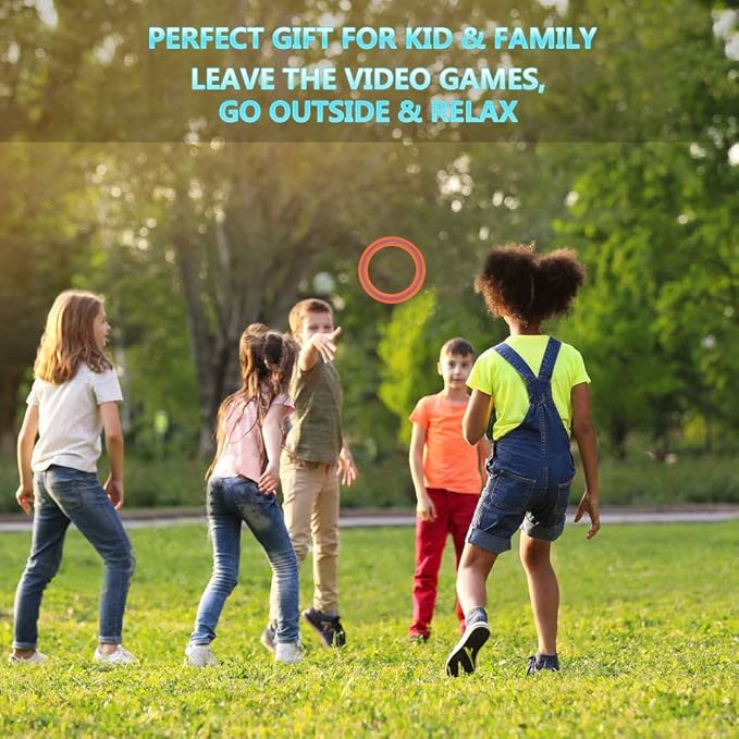 JEEFUD Flying Disc for Kids Adults 11 inch Flying Ring, 2 Pack Beach Backyard Sports Play Soft Discs，Best Sport Outdoor Tossing Toy Gift for 4+ Year Old Boys Girls Family