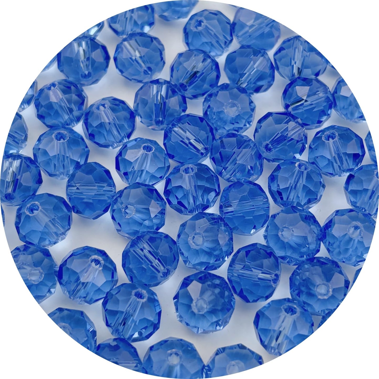 YUEXIGO 150pcs 8mm Crystal Glass Beads for Jewelry Making, Faceted Rondelle Glass Spacer Beads for Wind Chimes Bracelet Earring Necklace DIY Craft(Light Blue)