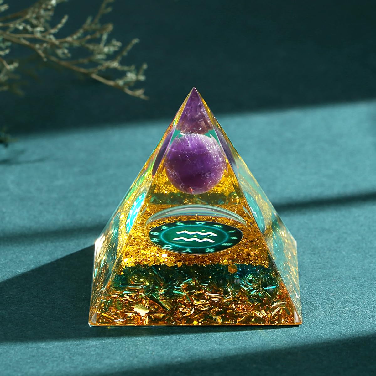 YATOJUZI 12 Zodiac Aquarius Birthday Gifts for Women Men Healing Crystals Natural Amethyst Crystal Stones Gemstones Orgonite Chakra Reiki Lucky Energy Decor for Office Desk Decorations