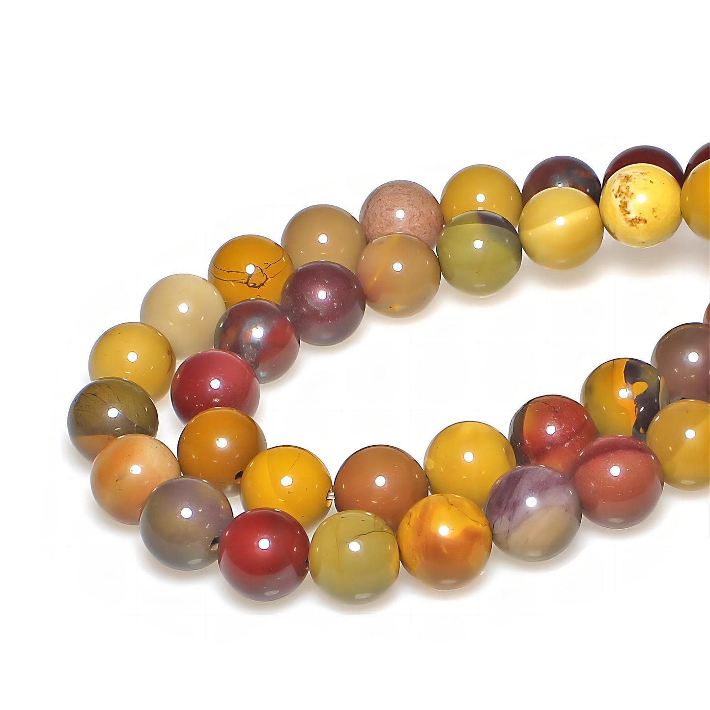 MJDCB Natural Stone Beads Moonkaite Jasper Egg Huangshi Round Loose Beads for Jewelry Making DIY Bracelet Necklace (12mm)