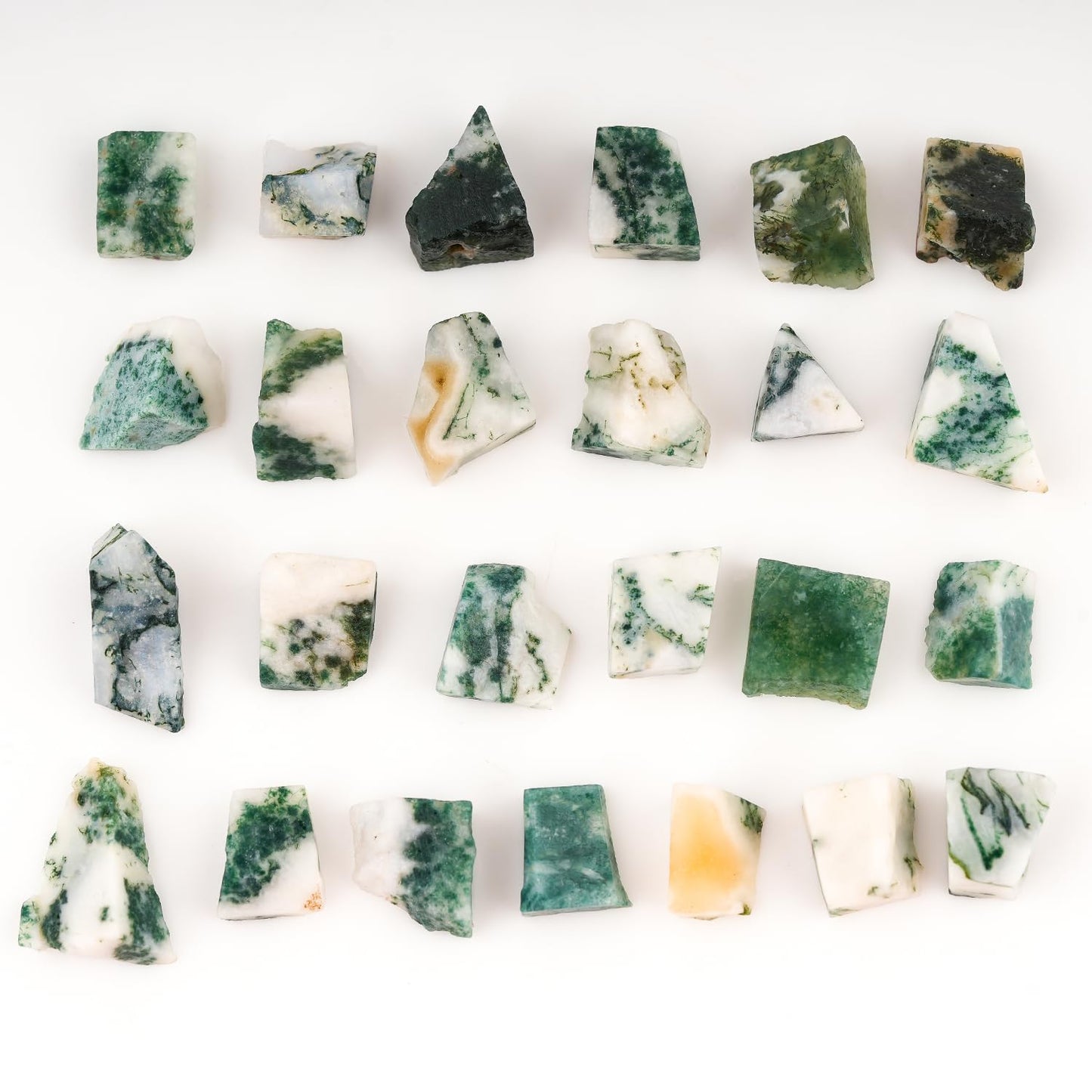 ColouredRocks 100 carats Moss Agate Crystals, Raw Stones, Rough Gemstones, Jewelry Making Supply, Cabbing, Polishing, Cutting, DIY, Crafts (24+pcs) (8-12mm)