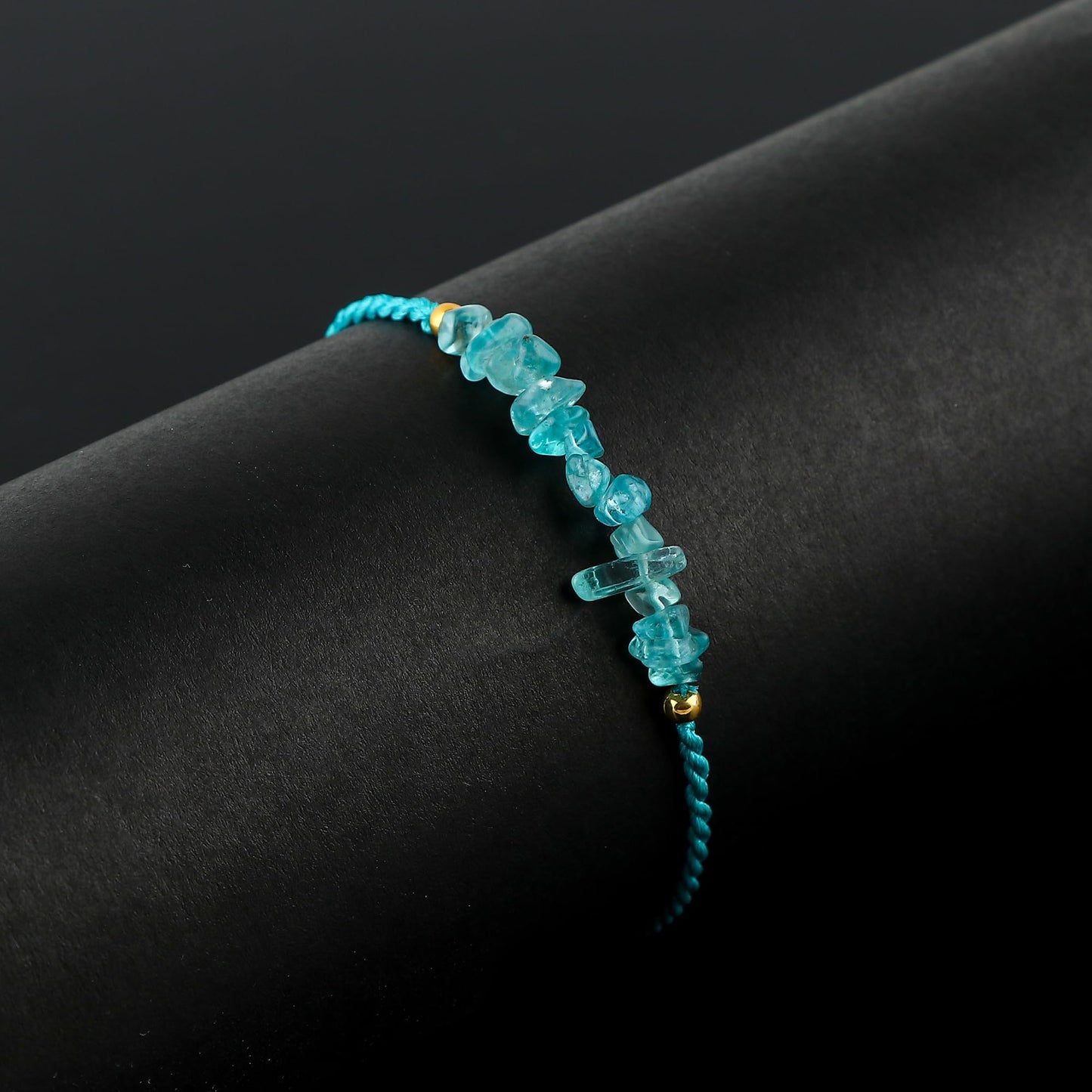 TGH Natural Blue Apatite Chips Braided Bracelet Healing Birthday Resizable Hand Braid Rope Thread Protection Bracelet for Men Women Gemstone Jewelry 7 inch Christmas Gift (Blue Apatite)