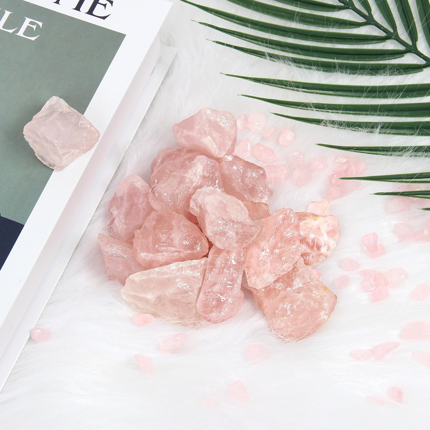 1.1lb Bulk Raw Rose Quartz Stone Rough Crystal-Natural Raw Stones Crystal for Tumbling, Cabbing, Fountain Rocks, Decoration,Polishing, Wire Wrapping, Wicca & Reiki Crystal Healing