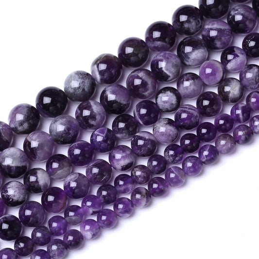 60PCS 6MM Beads Natural Purple Dream Lace Amethysts Stone Round Loose Beads Gemstones for Jewelry Making DIY 15Inches