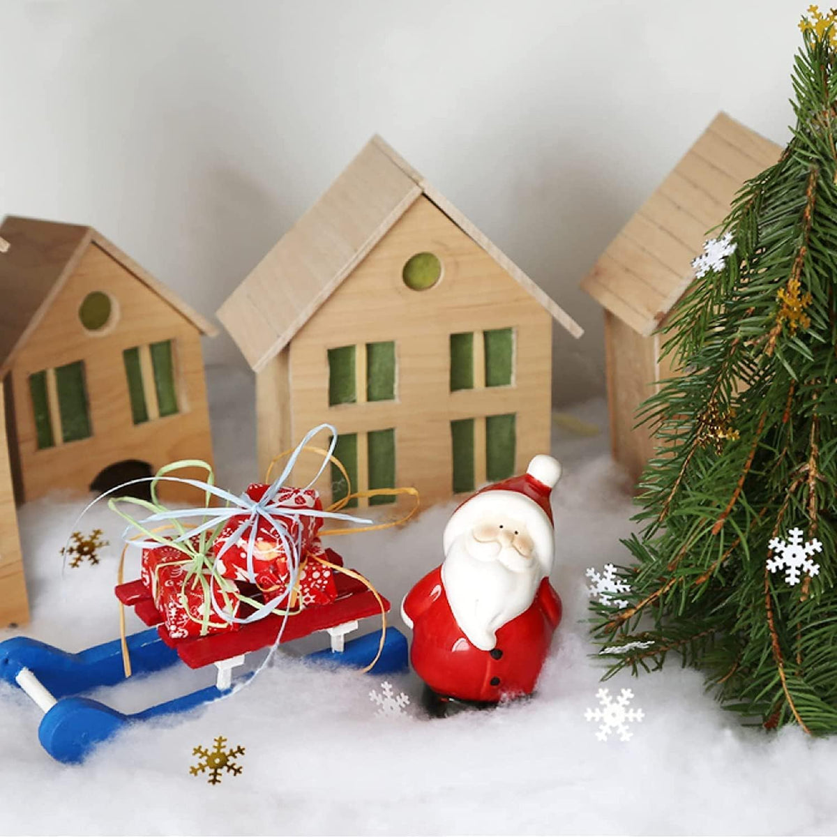 Skiennix Christmas Fake Snow Decor - Fluffy Fiber Artificial Snow for Indoor Winter Decorations