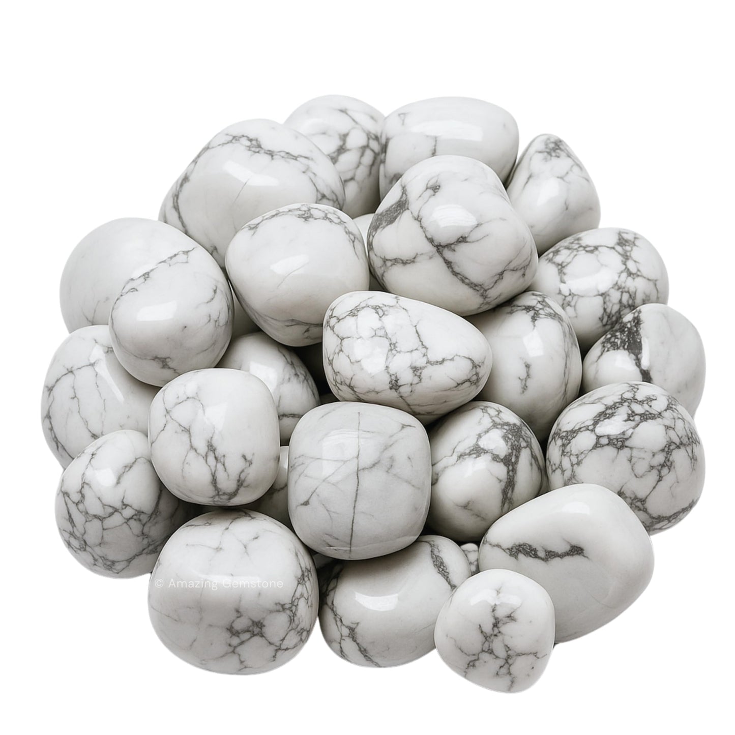 Amazing Gemstone Howlite Crystals and Healing Stones Tumbled - 1 oz Howlite Stone, Healing Stones for Energy Balance, Premium Polished Gems Rocks for Meditation and Wellness