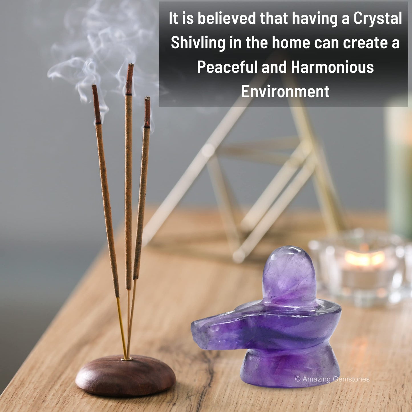 Shiva Lingam Stone Amethyst Crystal - Shivling for Pooja, Home Office Room Decor made of Healing Crystals and Healing Stones - Adiyogi Shiva Lingams
