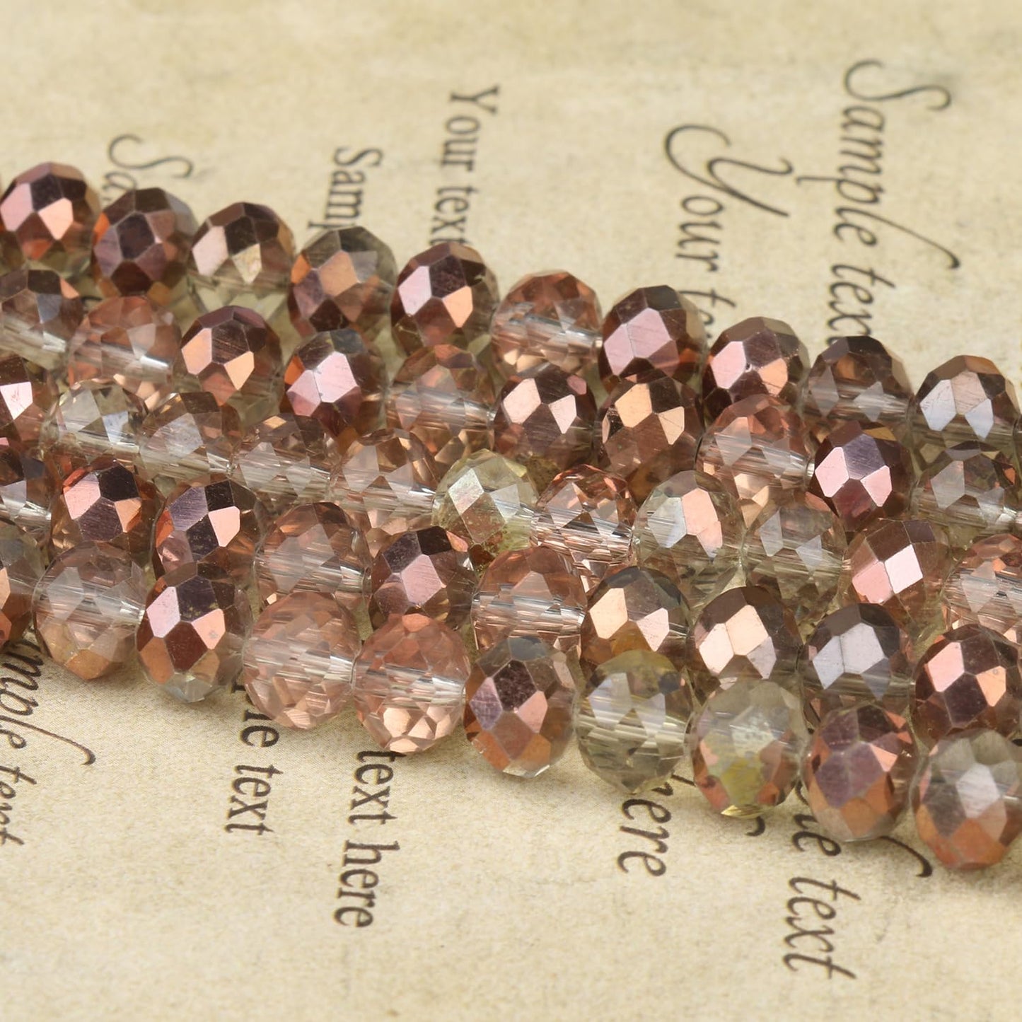 NITOPUPU 500pcs 6mm Crystal Glass Beads for Jewelry Making Faceted Rondelle Flat Beads for Bracelets Necklace Earrings DIY Crafts (Brown Flat Half-Plated Crystal Bead)