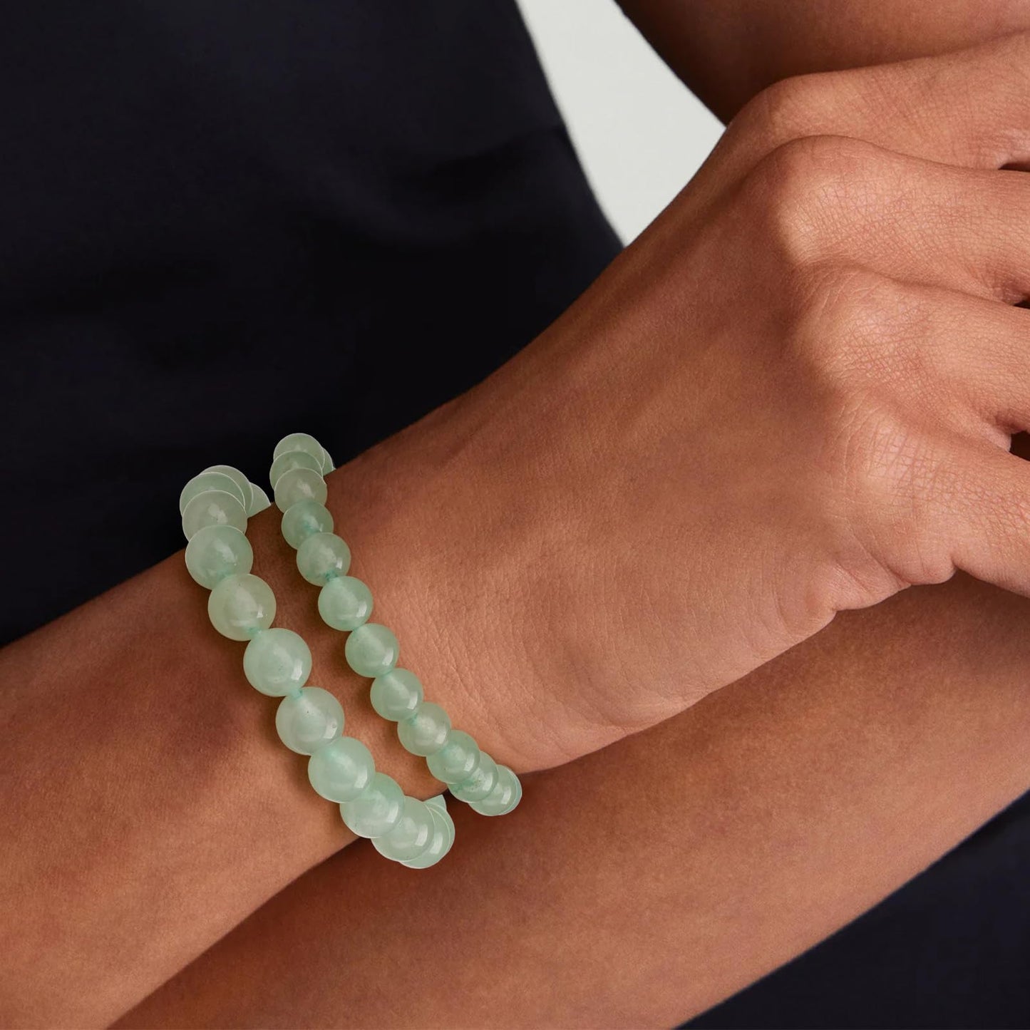 Risyfjew 3 PCS Natural Stone Green Aventurine Beaded Bracelet 4mm 6mm 8mm Healing Crystal Stretch Bracelets Women Green Aventurine Crystal Gifts for Women
