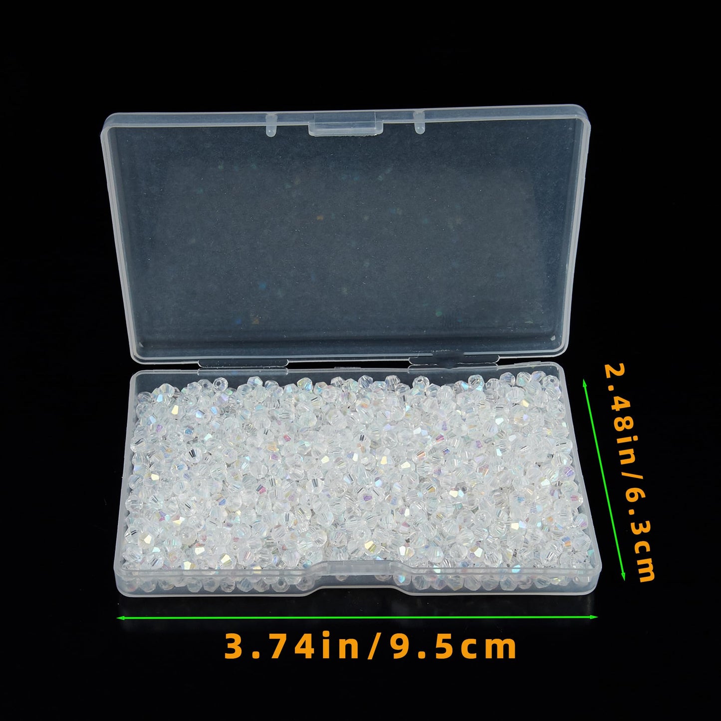 Laopottbeads 1200PCS 3mm Bicone Crystal Glass Beads for Jewelry Making, Sparkling Mini Beads for Suncatchers, DIY Bracelets & Craft Projects (AB White)