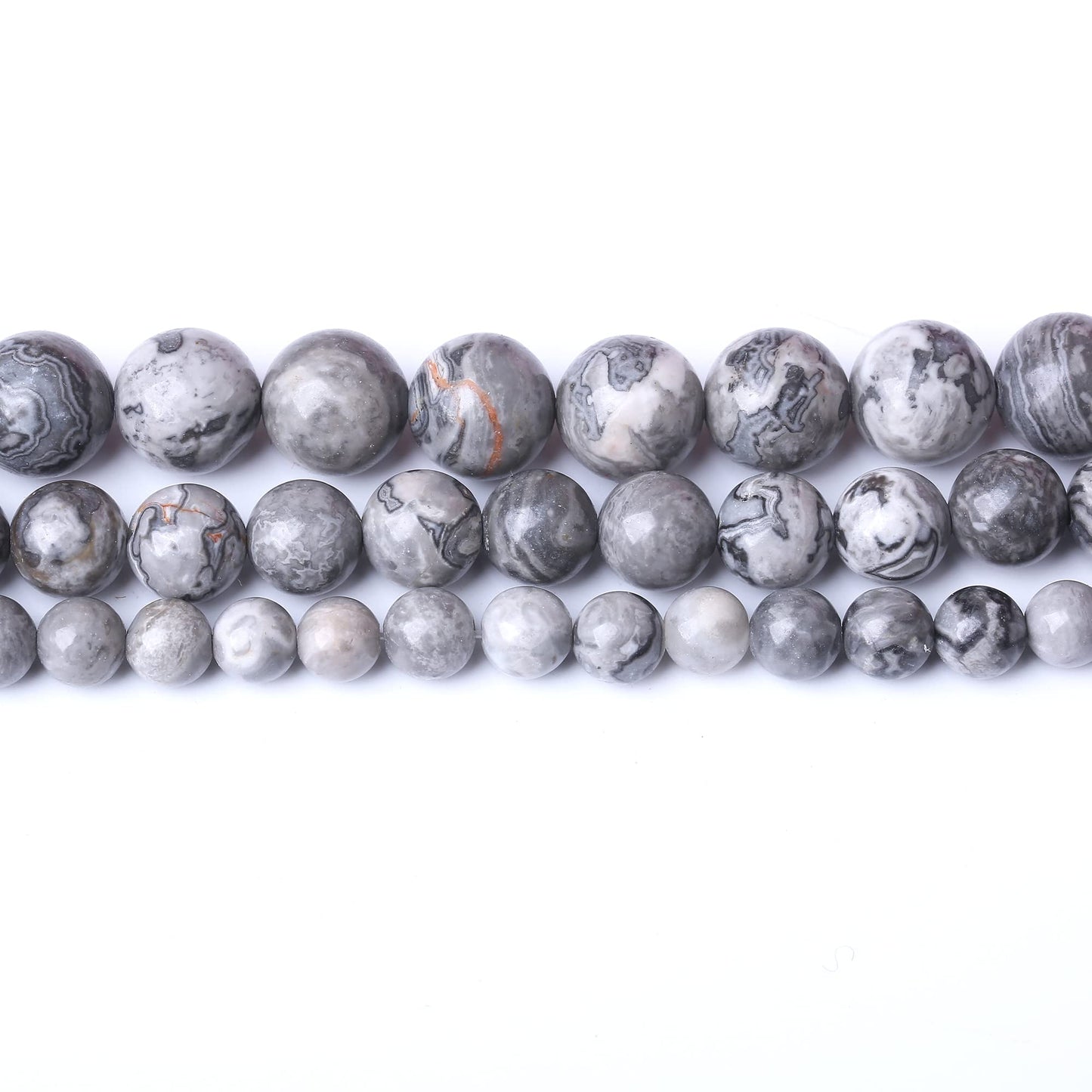 8MM Grey Map Round Loose Beads Natural Gem Beads Crystal Energy Stone Beads for Jewelry Making DIY Bracelet Necklace