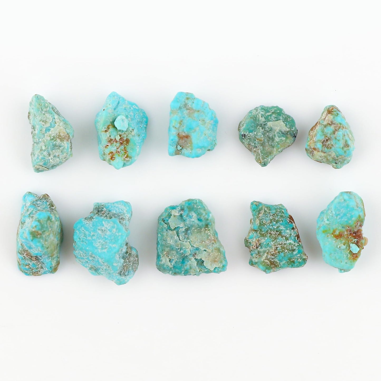 GEMKORA 10pcs, 30cts, Raw Turquoise Stone, Loose Gemstone Crystals, Wholesale Bulk Lot, Rough Crystals, Turquoise Rock, Jewelry Making Supply, DIY, Crafts, (8-10mm)