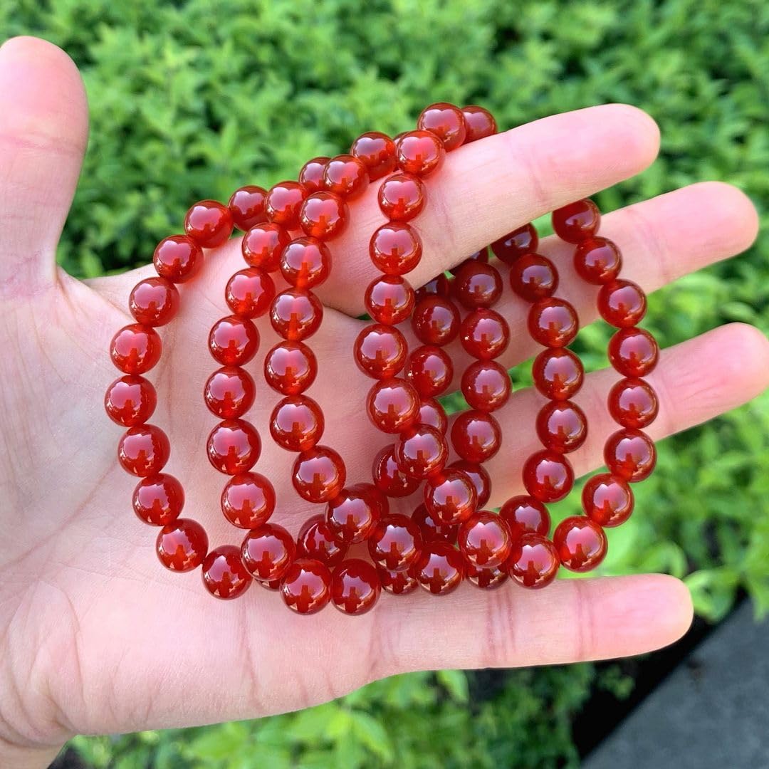 Adabele Real Natural Carnelian Red Agate Bracelet 8 inch Stretch Red Gemstone Beaded Bracelet Chakra Healing Crystal Stone Jewelry Women Mom Gift (Unisex) GB8-C29