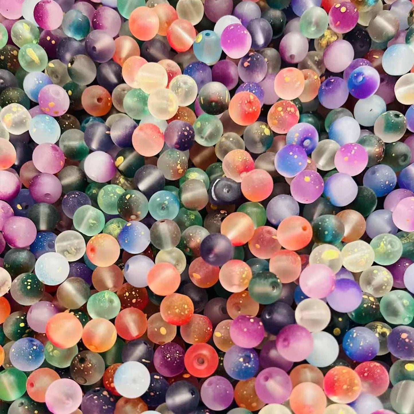 ToBeIT 500Pcs Colourful Gradient Matte Frosted Beads 8mm Loose Round Beads Transparent Frosted Glass Bead Bulk Craft Bead for Jewelry Making DIY Bracelets Necklace Supplies (Multicolour)