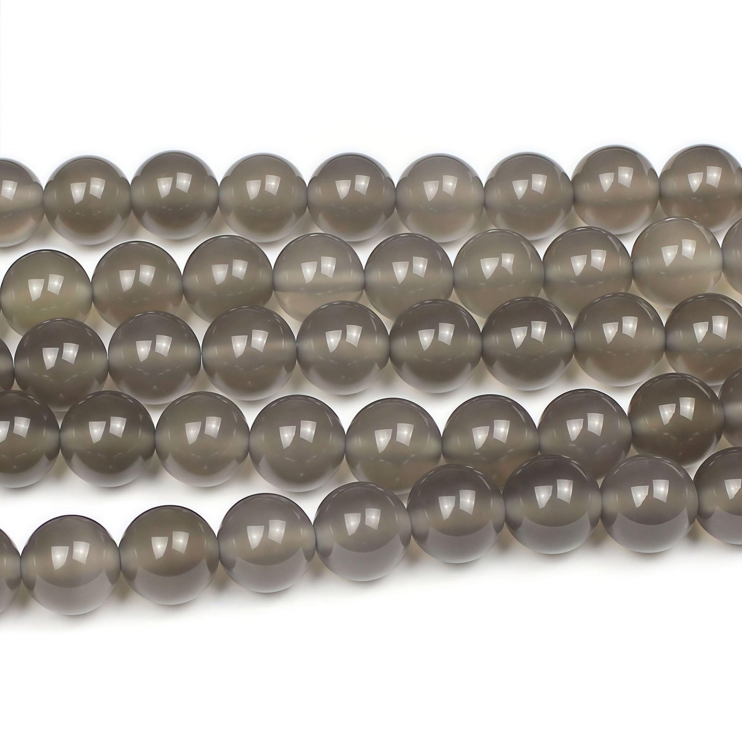 MJDCB 7A Natural Grey Agate Gemstone Round Stone Beads for Jewelry Making DIY Bracelet Necklace (4mm)
