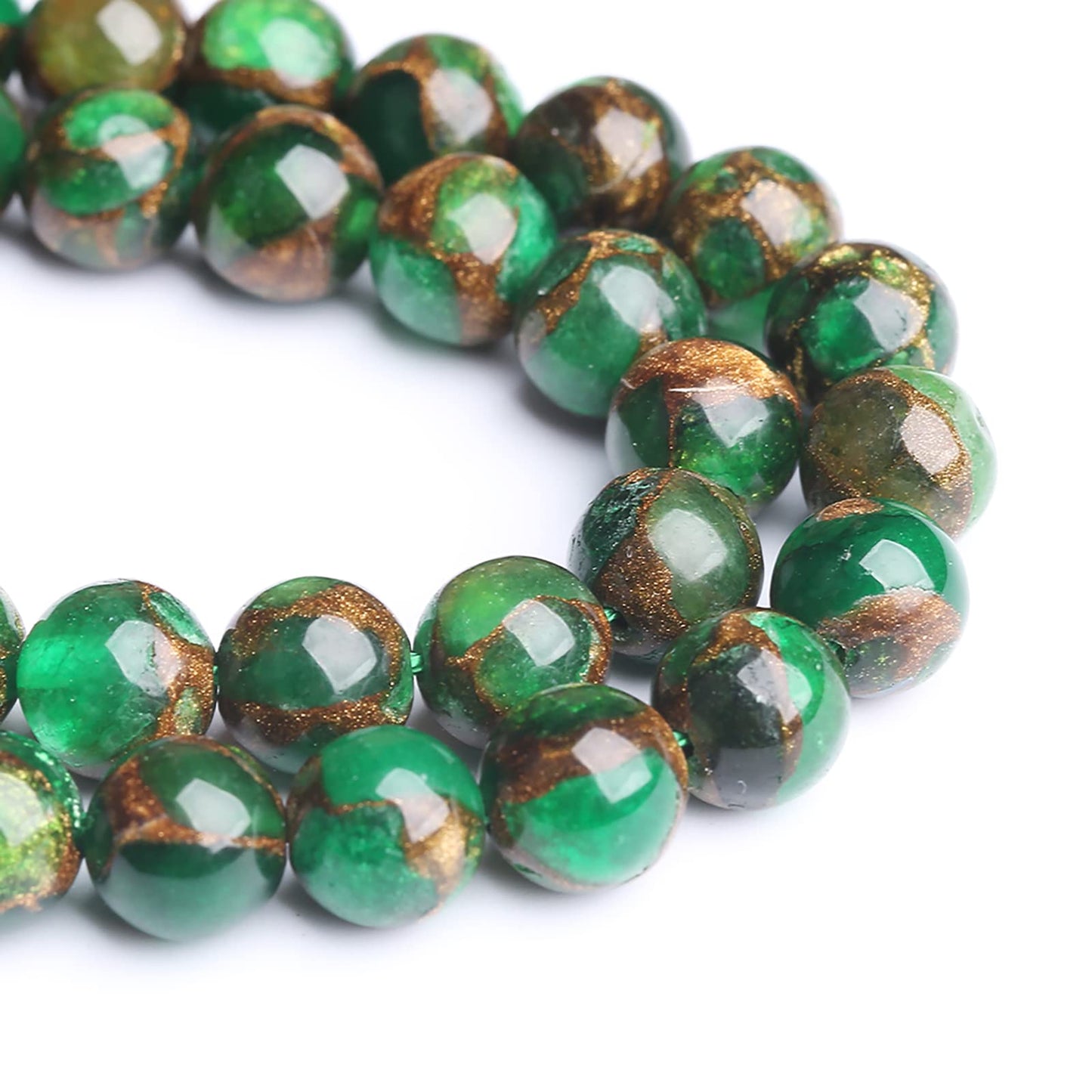 10MM 37PCS Green Cloisonne Craft Loose Round Beads for Jewelry Making DIY Bracelet