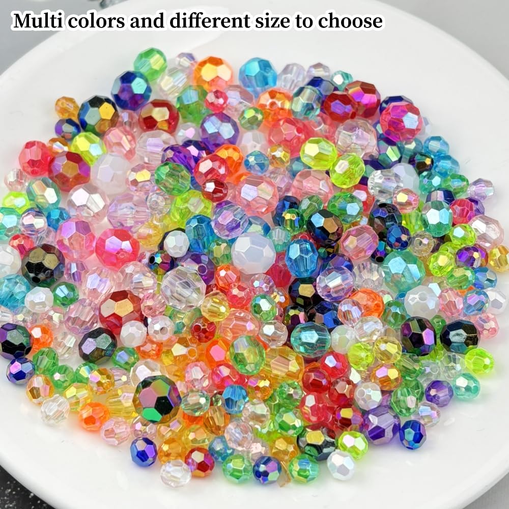 Pinhoollgo 300pcs 8mm Acrylic Faceted Round Beads AB Colors Glossy Acrylic Beads Round Spacer Beads with Hole for DIY Bracelet Necklace Jewelry Making Supplies Handmade Craft(Royal Blue AB)