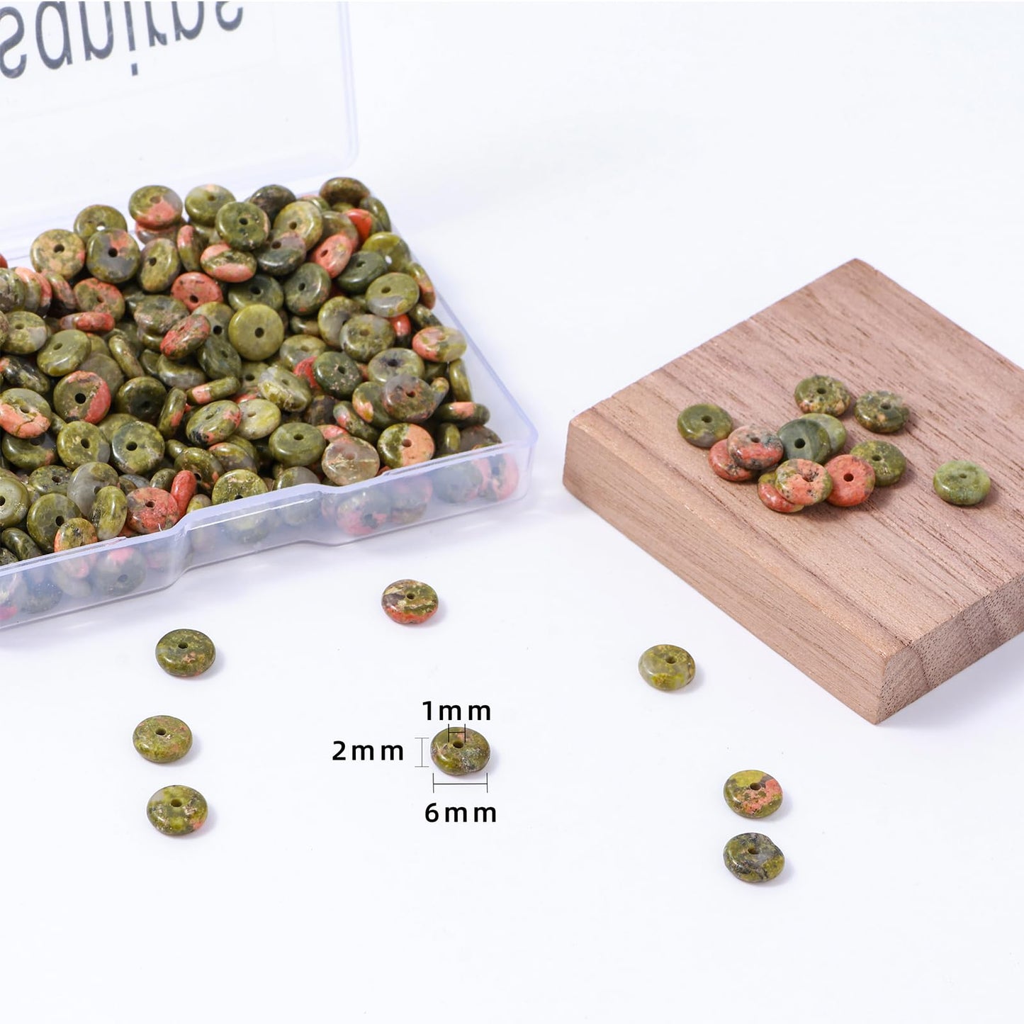 Natural Unakite Disk Stone Spacer Beads 6x2mm 38cm/str Flat Rondelle Loose Semi Gemstone Caps for Making Bracelets Necklace