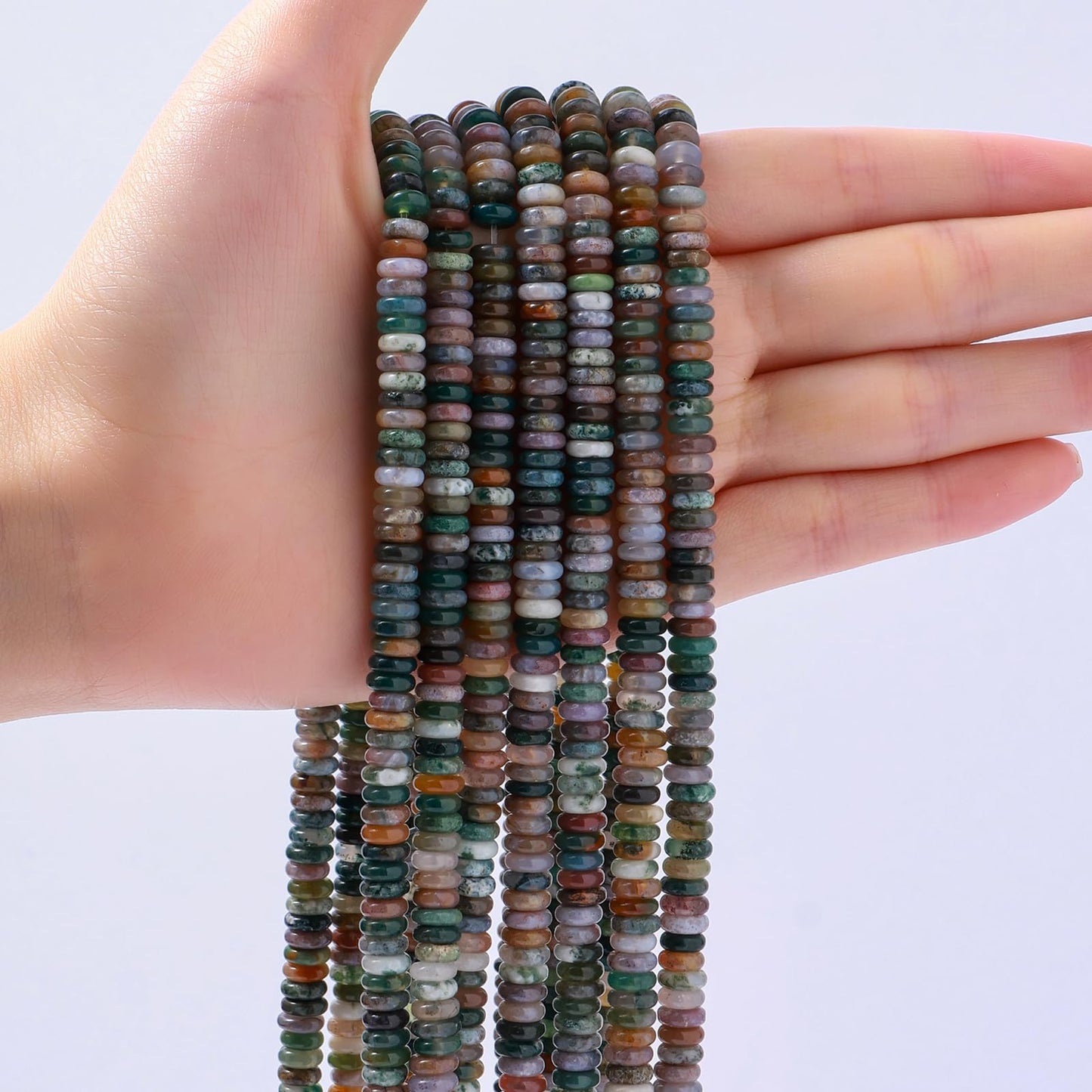 Natural Indian Agate Disk Stone Spacer Beads 6x2mm 38cm/str Flat Rondelle Loose Semi Gemstone Caps for Making Bracelets Necklace