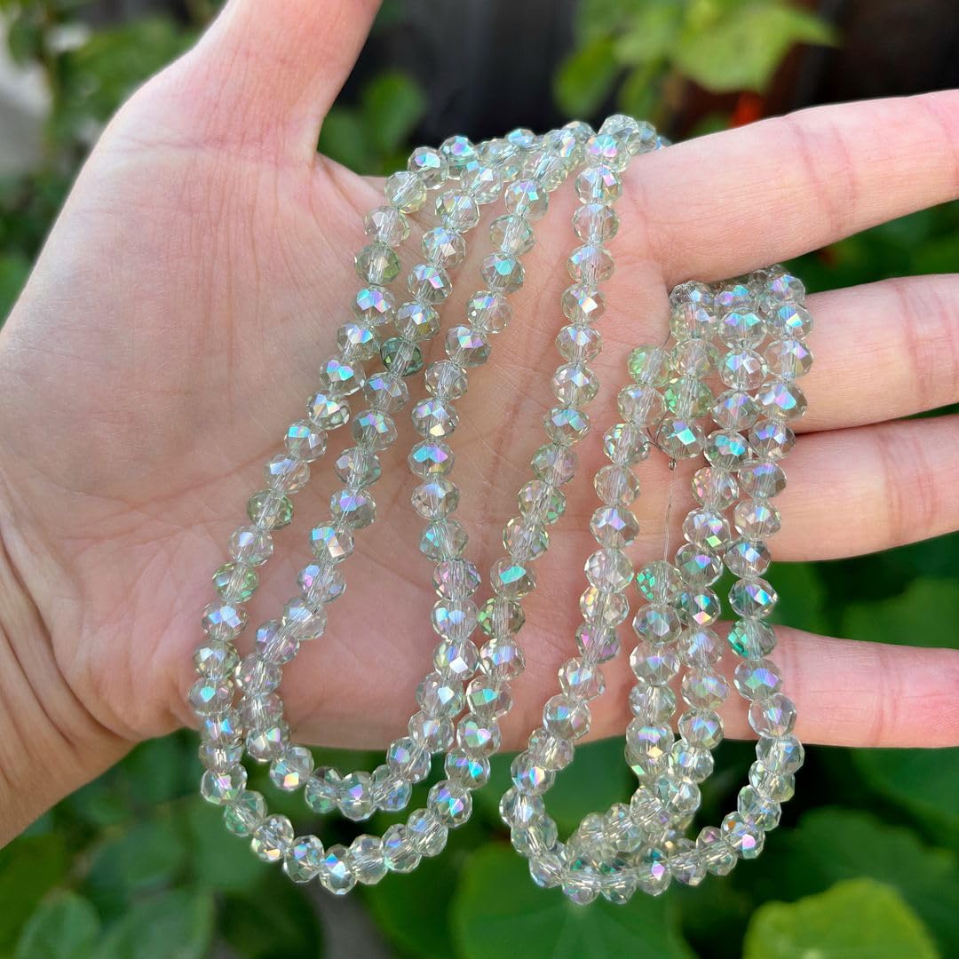 1000pcs Czech Faceted Rondelle Crystal Glass Loose Beads 6mm Spacer Bulk Light Green Shimmer for DIY Craft Jewelry Making CCR640