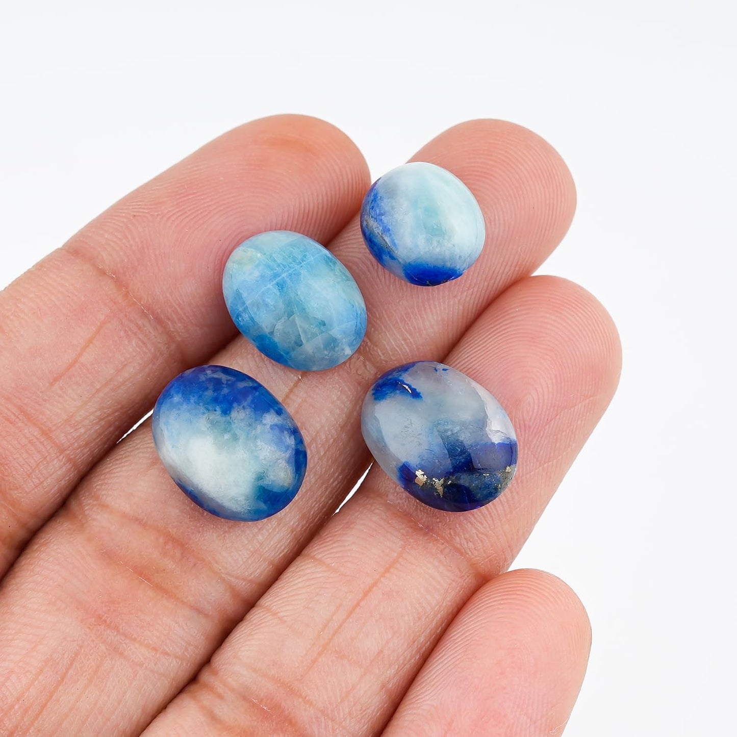 ColouredRocks (4 pcs. A++ COPPER AFGHANITE, Oval Shape, Natural Cabochon Crystals, Loose Gemstone, Wholesale Polished Supply, Jewelry Making, DIY Craft, Gem Collection (10-15 mm free size)