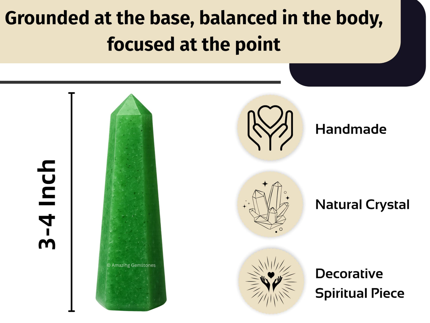Amazing Gemstone Green Strawberry Quartz Crystal Towers - Natural Healing Crystal Point Obelisk for Reiki Healing and Crystal Grid (3" to 4" INCH)