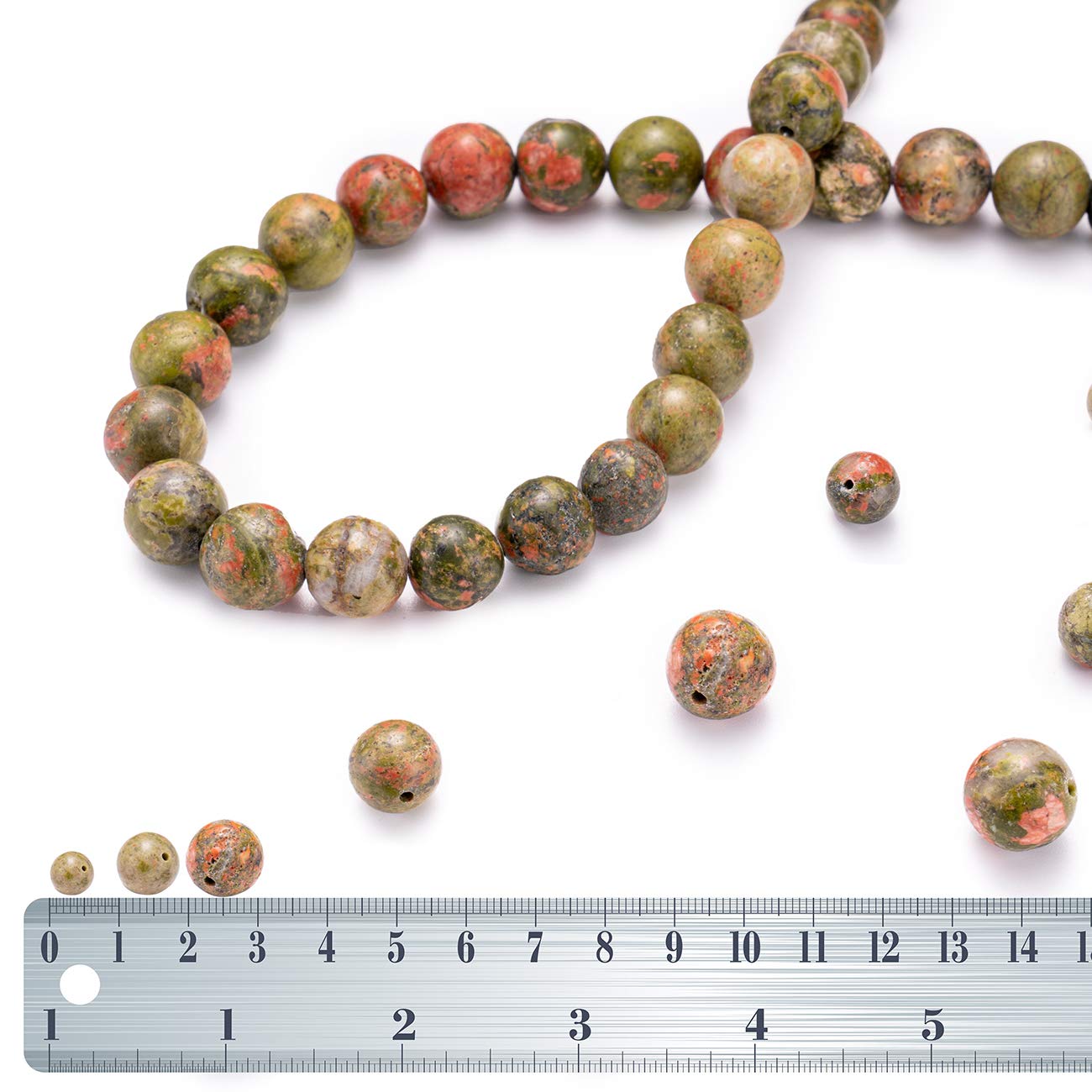 BEADIA Natural Unakite Stone Round Loose Semi Gemstone Beads for Jewelry Making 6MM 61PCS