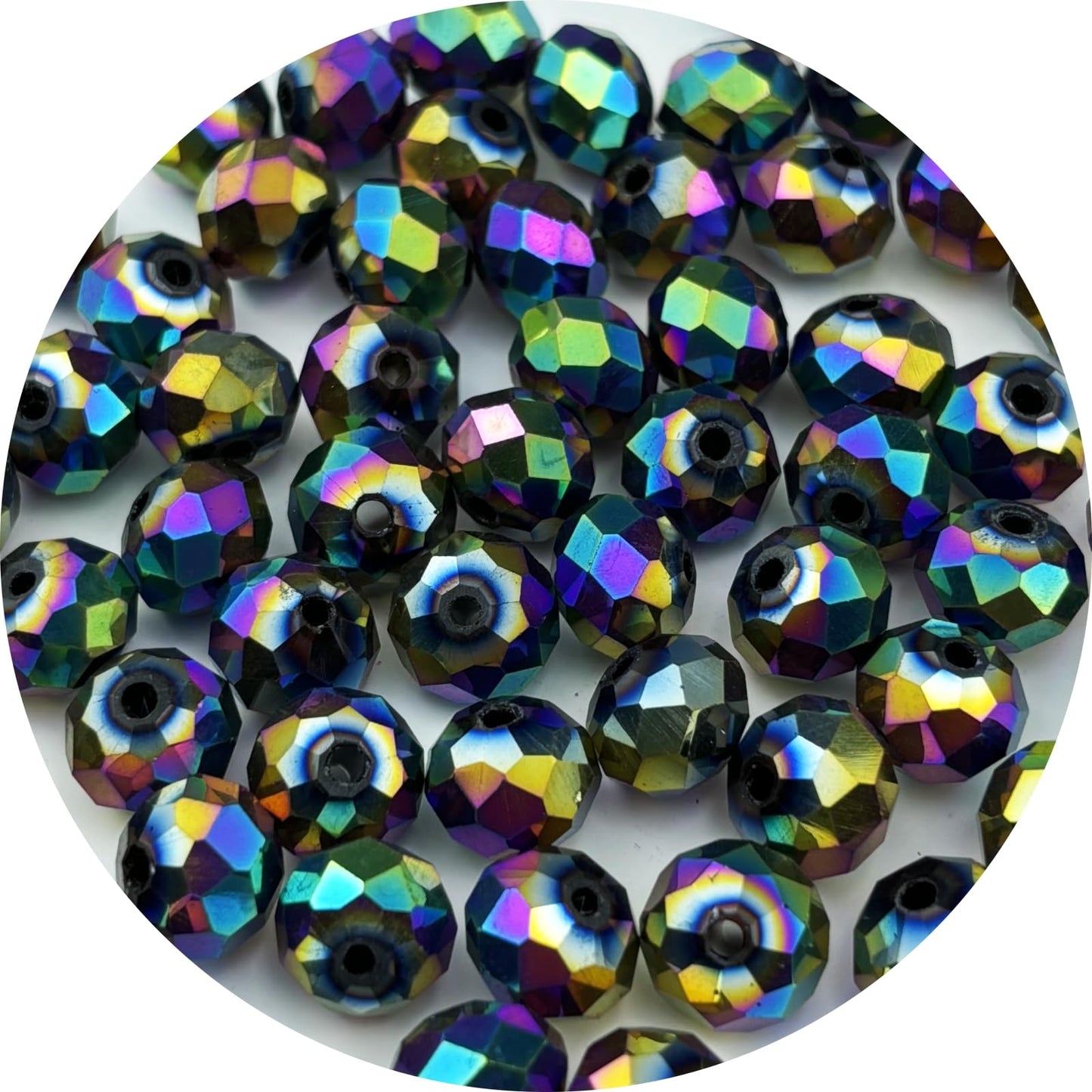 YUEXIGO 150pcs 8mm Crystal Glass Beads for Jewelry Making, Faceted Rondelle Glass Spacer Beads for Wind Chimes Bracelet Earring Necklace DIY Craft(Rainbow)