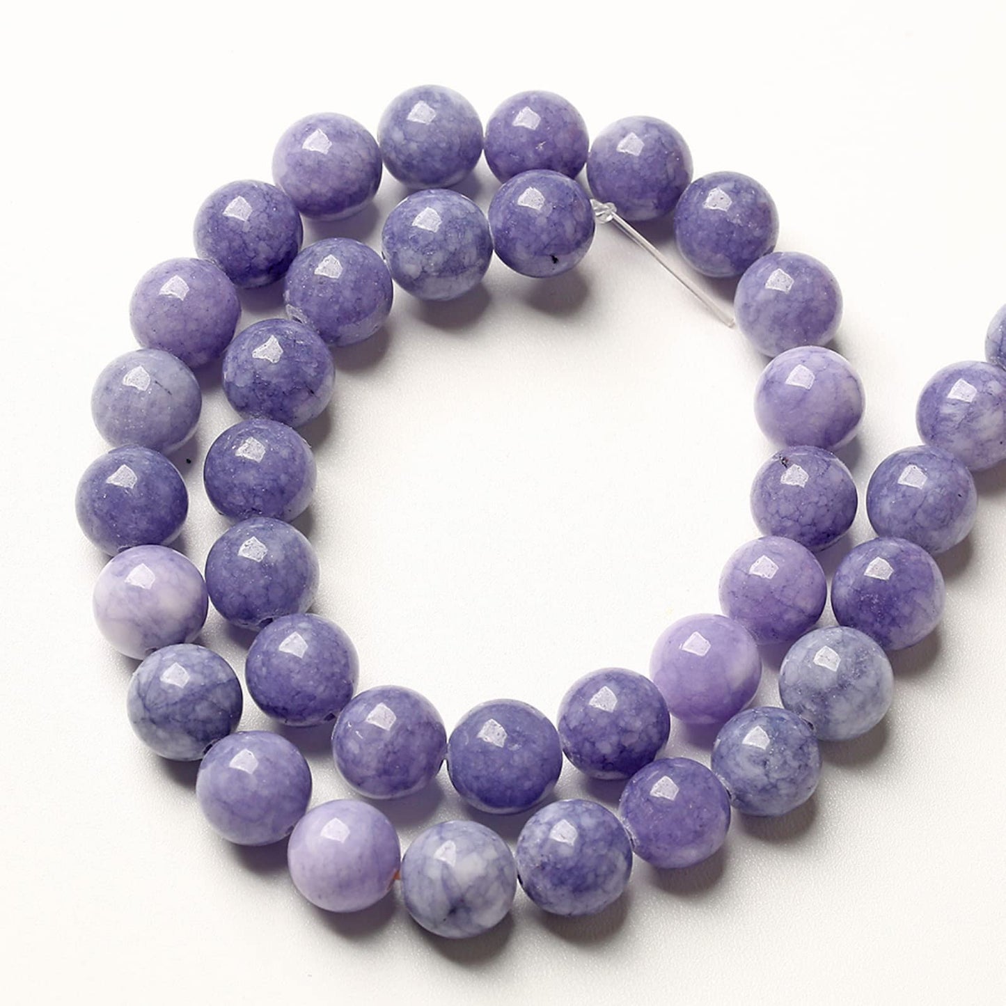 75PCS 10MM Lavender Purple Chalcedony Stone Loose Beads for Jewelry Making DIY Bracelet Necklace