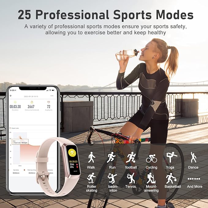 Fitness Tracker with Step Counter/Calories/Stopwatch, Activity Tracker, Health Tracker with Heart Rate Monitor, Sleep Tracker,1.10''AMOLED Touch Color Screen, Pedometer Watch for Women Men