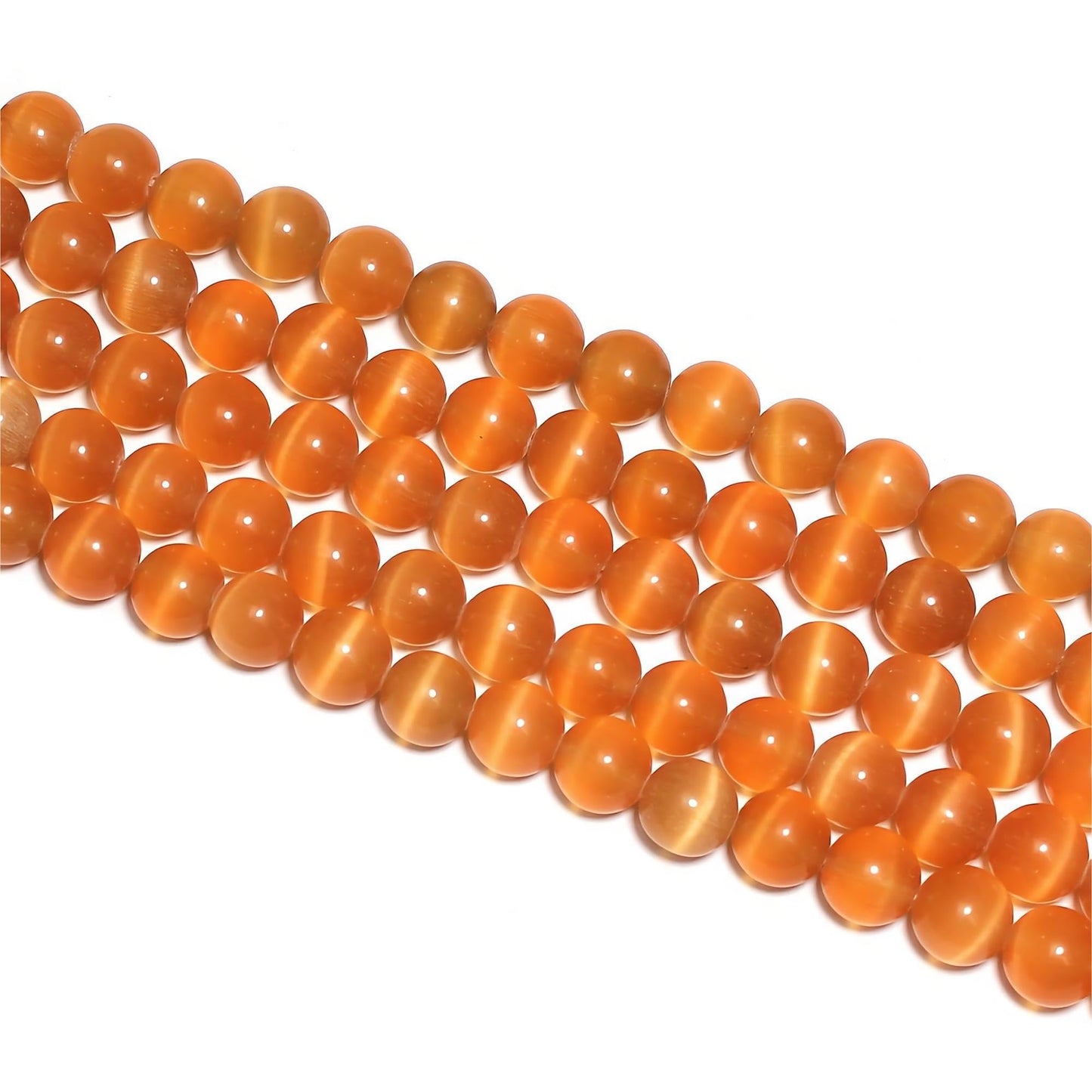 MJDCB 60pcs Orange Cat Eye Stone Beads 6mm Round Crystal Loose Bead for Jewelry Making DIY Bracelets Necklace Accessories