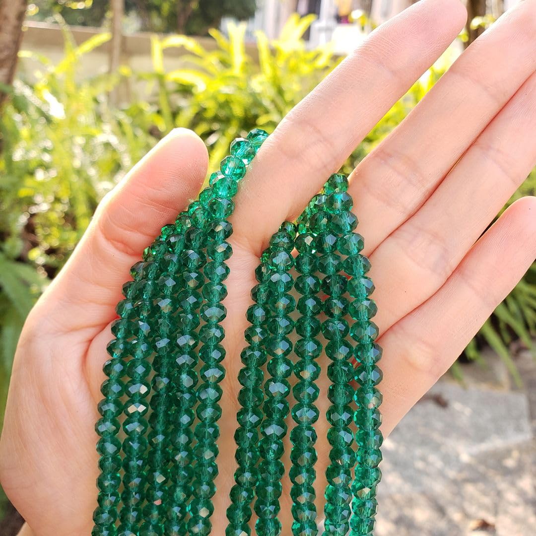 1000pcs Czech Faceted Rondelle Crystal Glass Loose Beads 6mm Spacer Bulk Emerald Green for DIY Craft Jewelry Making CCR624