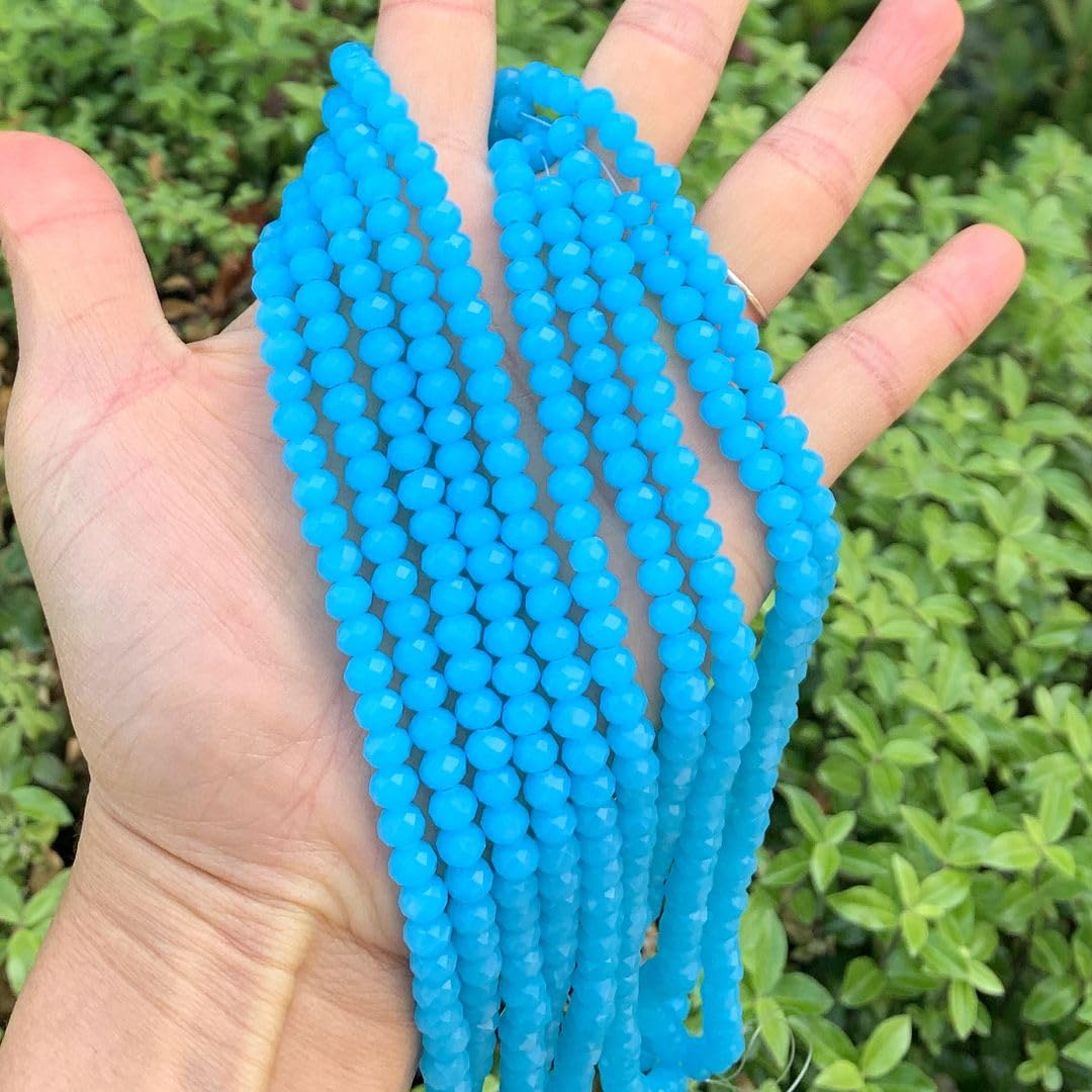 1000pcs Czech Faceted Rondelle Crystal Glass Loose Beads 6mm Spacer Bulk Blue Turquoise Opal for DIY Craft Jewelry Making CCR631