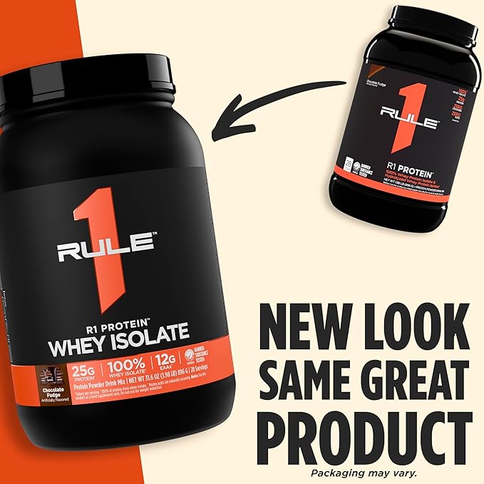 Rule 1 R1 Protein Whey Isolate - with 25g Protein & 6g BCAA Exclusively from Isolated & Hydrolyzed Sources for Workout Recovery (5 Pounds*, Strawberry Banana)